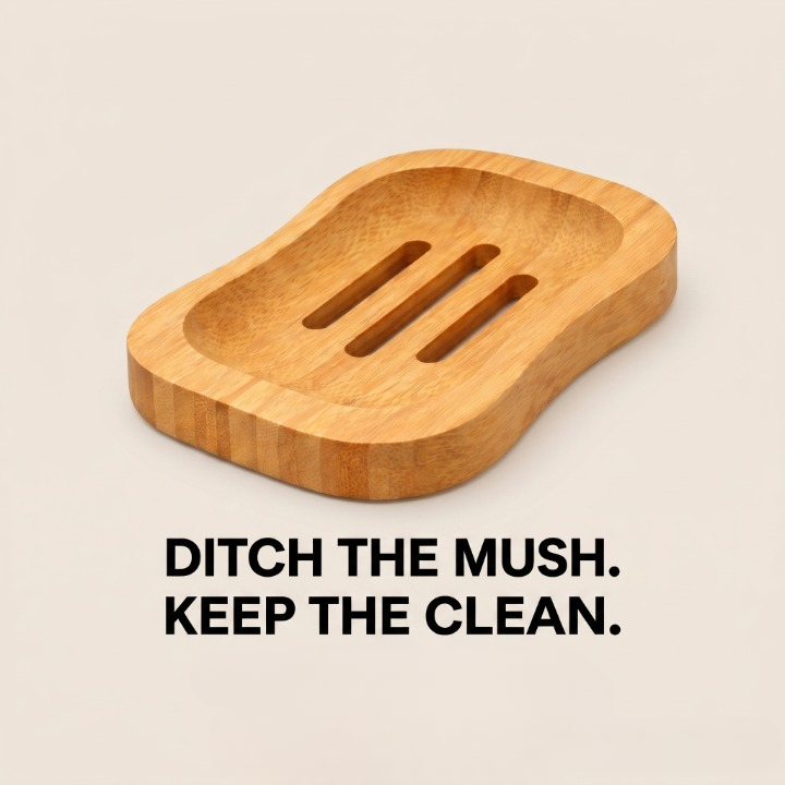 Natural Bamboo Soap Round Dish with Drainage Slots