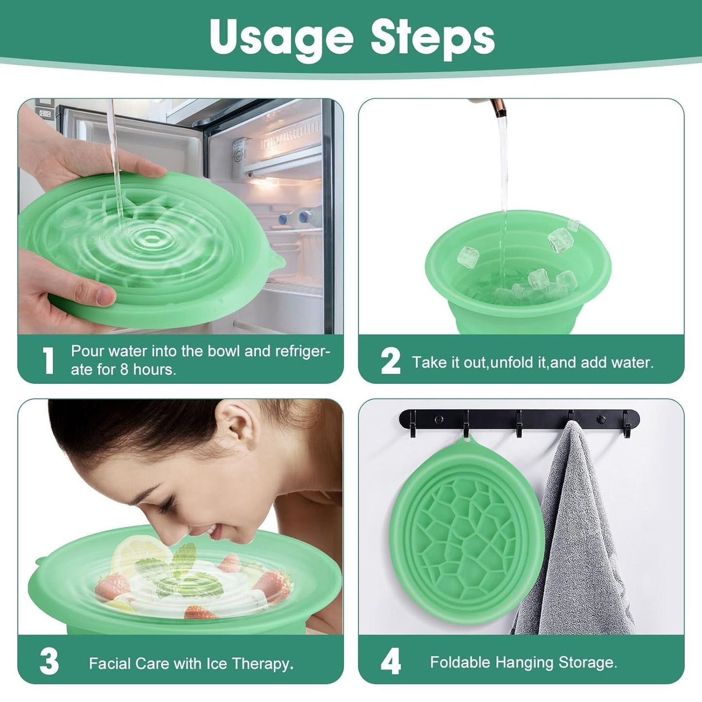 Collapsible Silicone Ice Facial Bowl for Face Wash & Skin Care