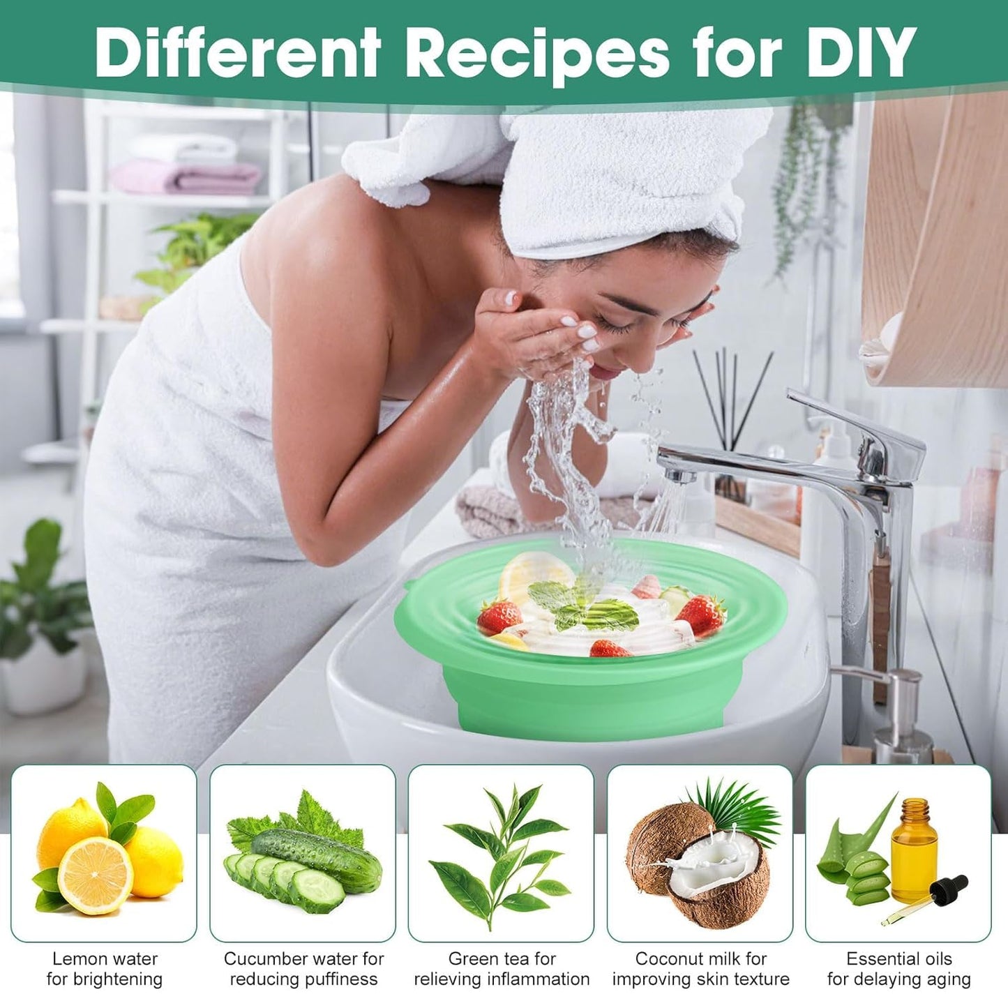Collapsible Silicone Ice Facial Bowl for Face Wash & Skin Care