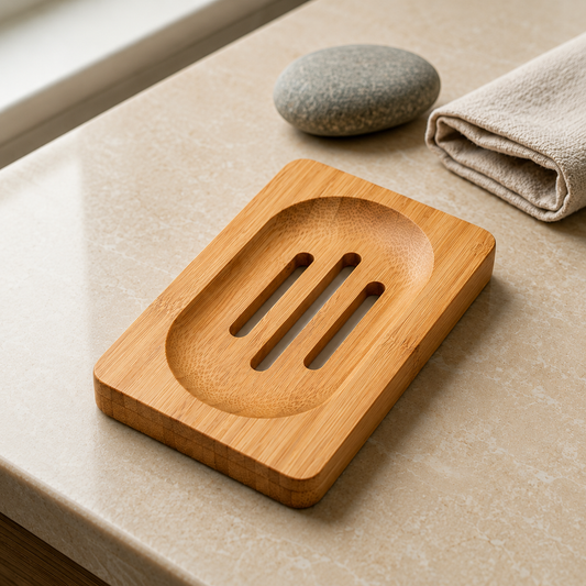 Natural Bamboo Soap Dish with Drainage Slots