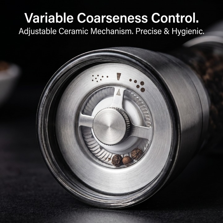 Premium Stainless Steel Spice & Pepper Grinder | Adjustable Ceramic Core Mill