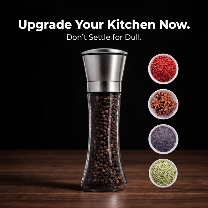 Premium Stainless Steel Spice & Pepper Grinder | Adjustable Ceramic Core Mill