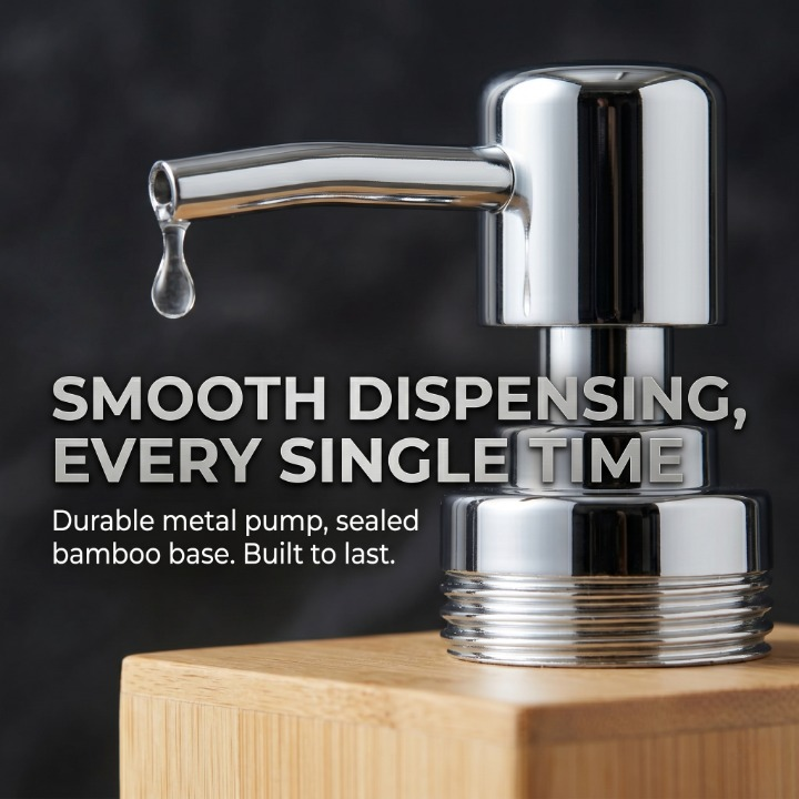 Eco-Friendly Bamboo Liquid Soap Dispenser with Rust-Proof Pump