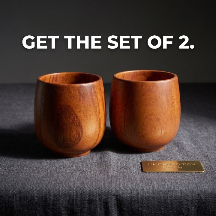 Artisan Wooden Yunomi Tea Cups (Set of 2)