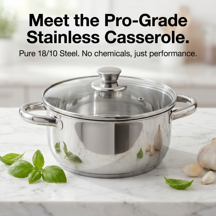 Pro-Grade 18/10 Stainless Steel Casserole