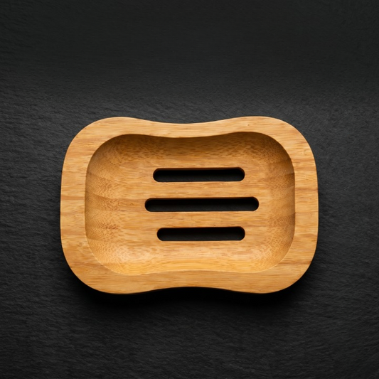 Natural Bamboo Soap Round Dish with Drainage Slots