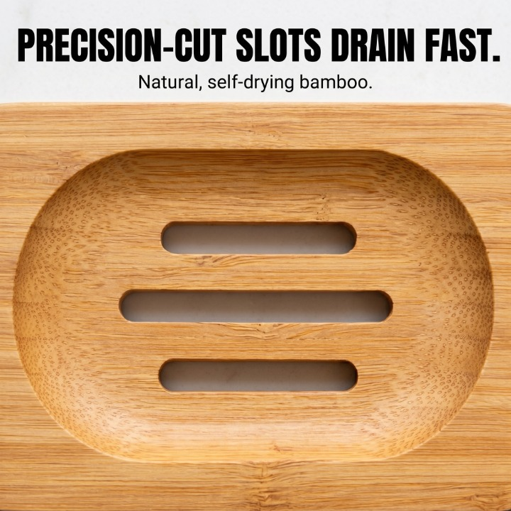 Natural Bamboo Soap Dish with Drainage Slots
