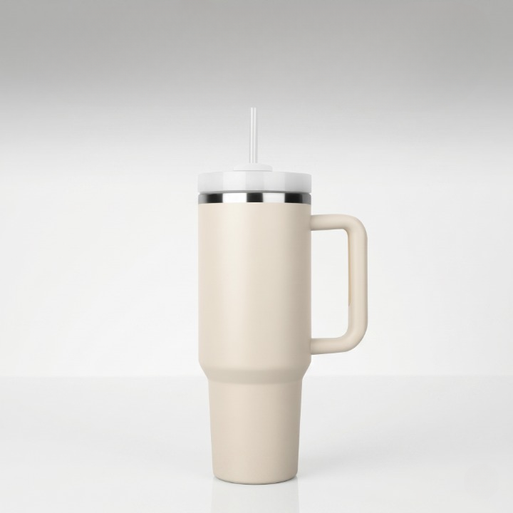 1200ml Ultra-Insulated Travel Tumbler with Handle & Straw - Holds Ice 24 Hours