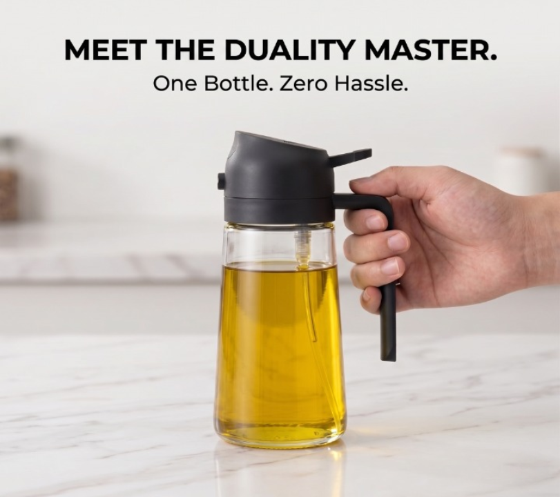 2-in-1 Glass Oil Dispenser & Sprayer - Leakproof, For Cooking & Salads