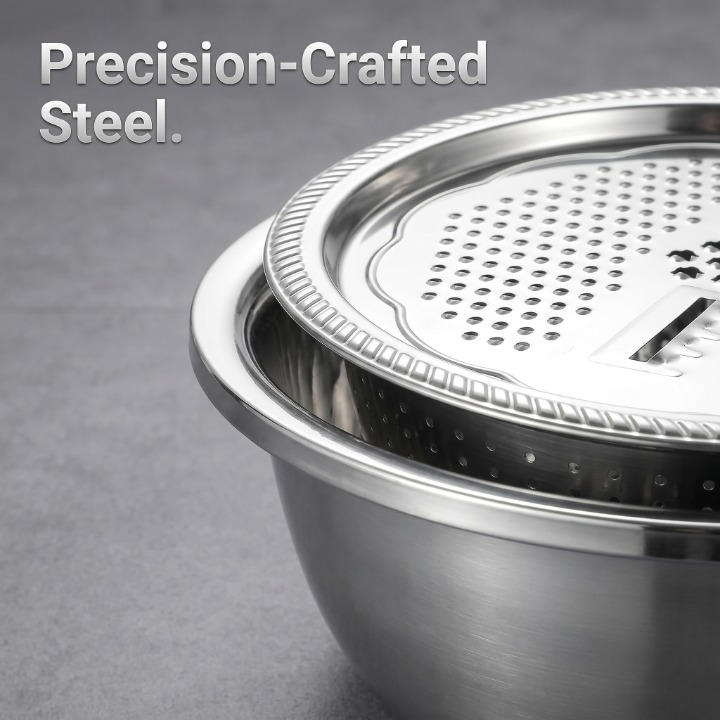 3-in-1 Premium Stainless Steel Grater, Colander & Bowl Set