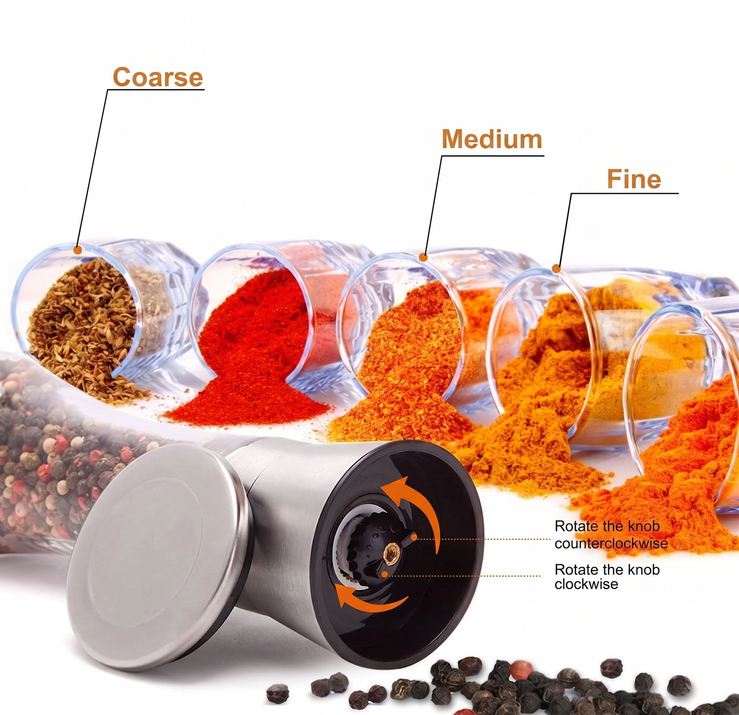 Premium Stainless Steel Spice & Pepper Grinder | Adjustable Ceramic Core Mill
