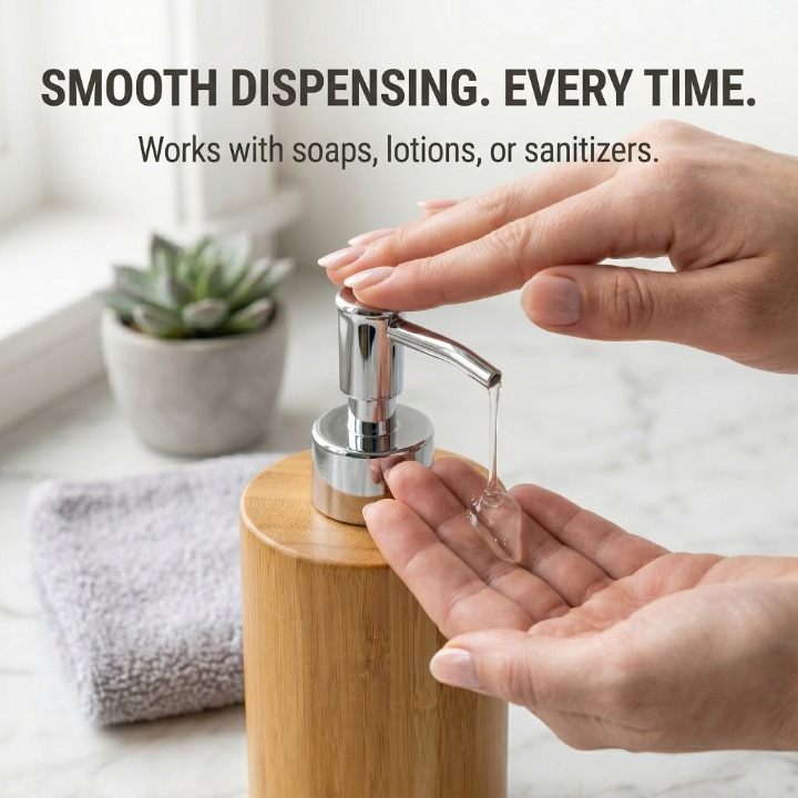 Solid Bamboo Soap Dispenser with Stainless Steel Pump