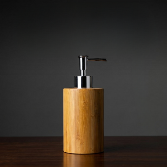 Solid Bamboo Soap Dispenser with Stainless Steel Pump