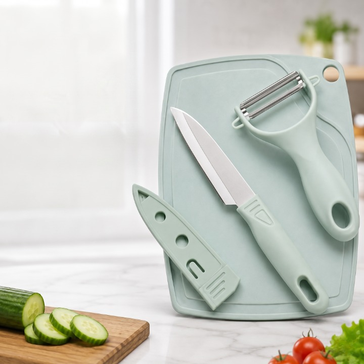 3-in-1 Kitchen Prep Set with Knife, Peeler & Cutting Board