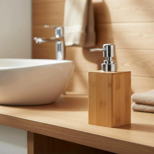 Eco-Friendly Bamboo Liquid Soap Dispenser with Rust-Proof Pump